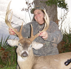 Sharon took down this buck with one clean shot.